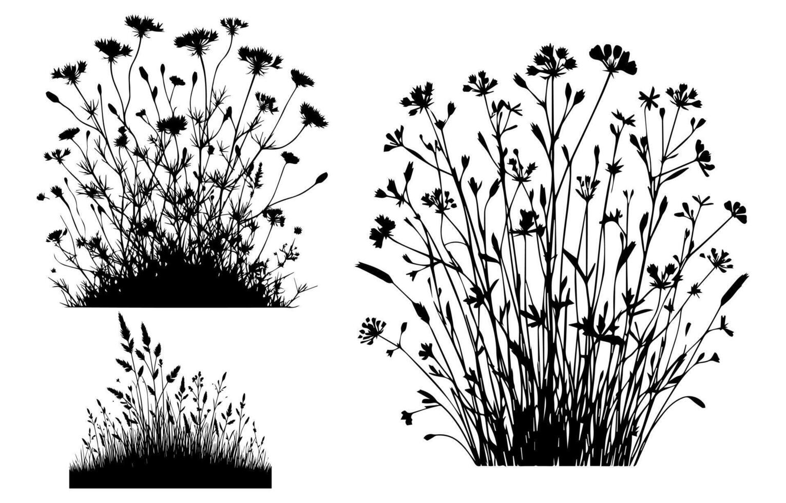 Meadow silhouettes with grass vector