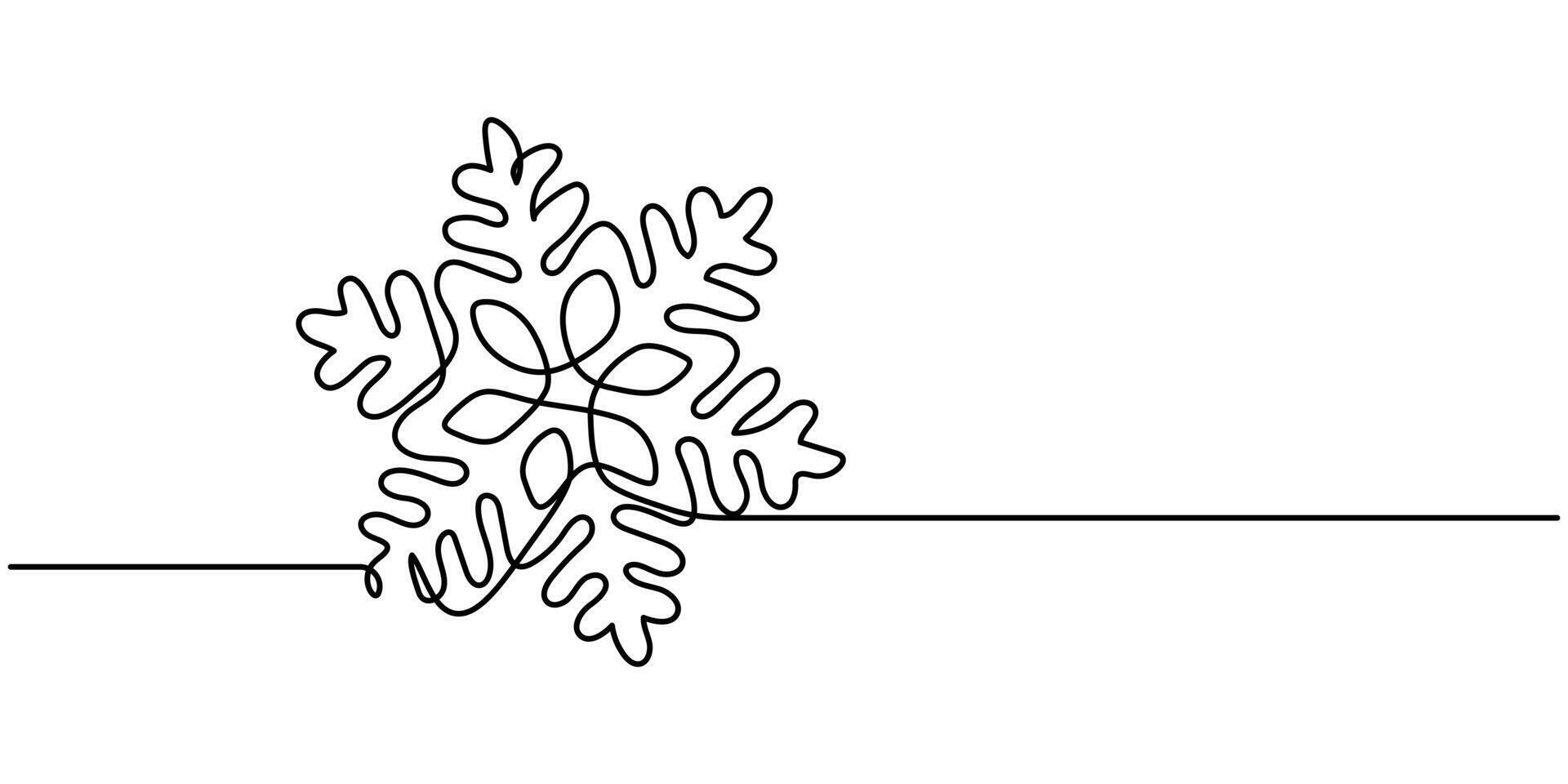 Snowflake continuous one line drawing vector