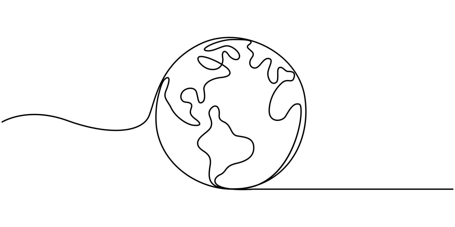 One continuous line drawing of Earth globe vector