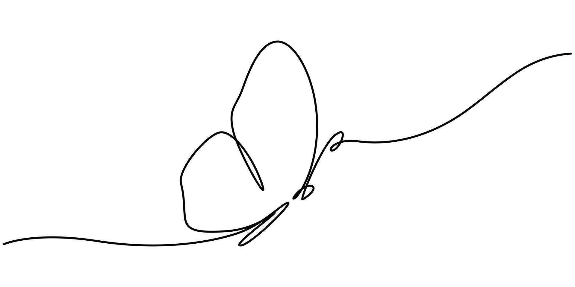 Butterfly in One continuous line drawing vector