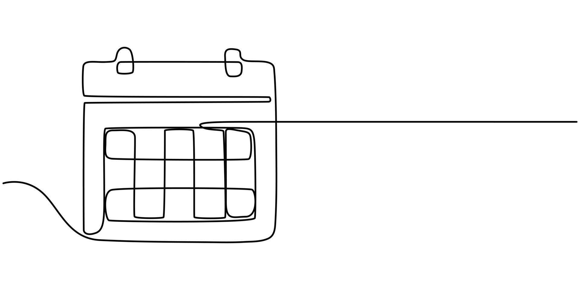 Loose leaf calendar line art stylr hand drawing vector