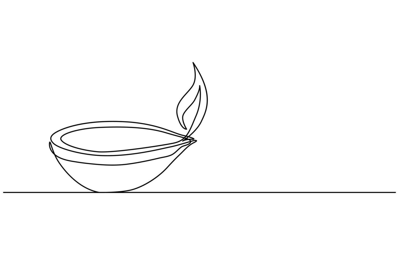 Continuous one line drawing diwali lamp vector