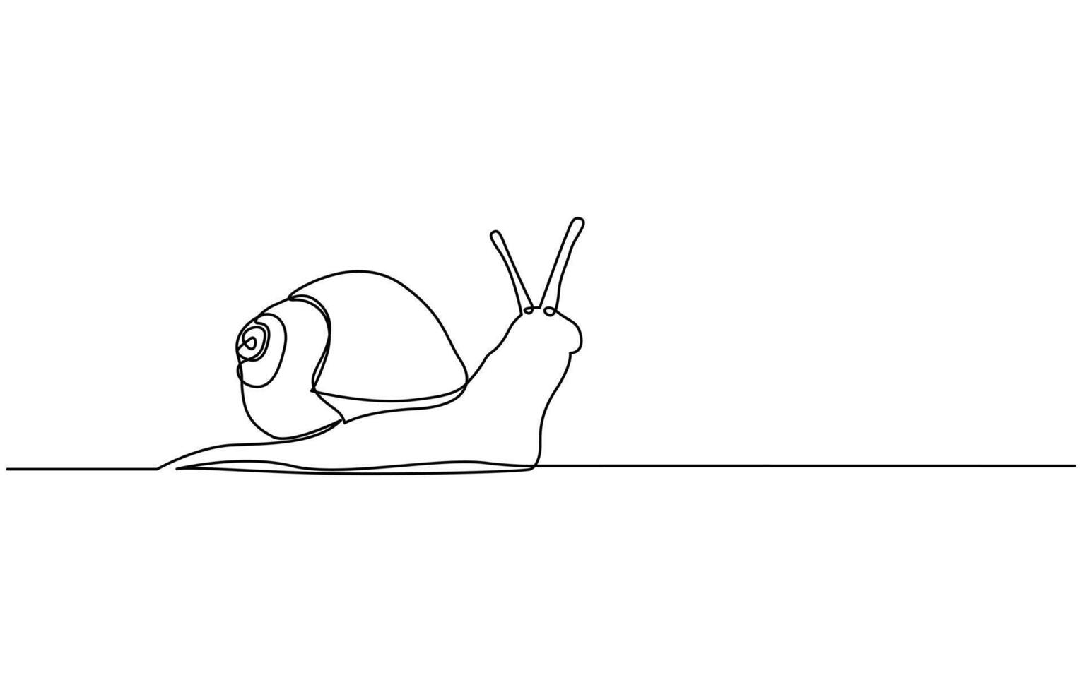 Continuous one line drawing of isolated object snail, vector