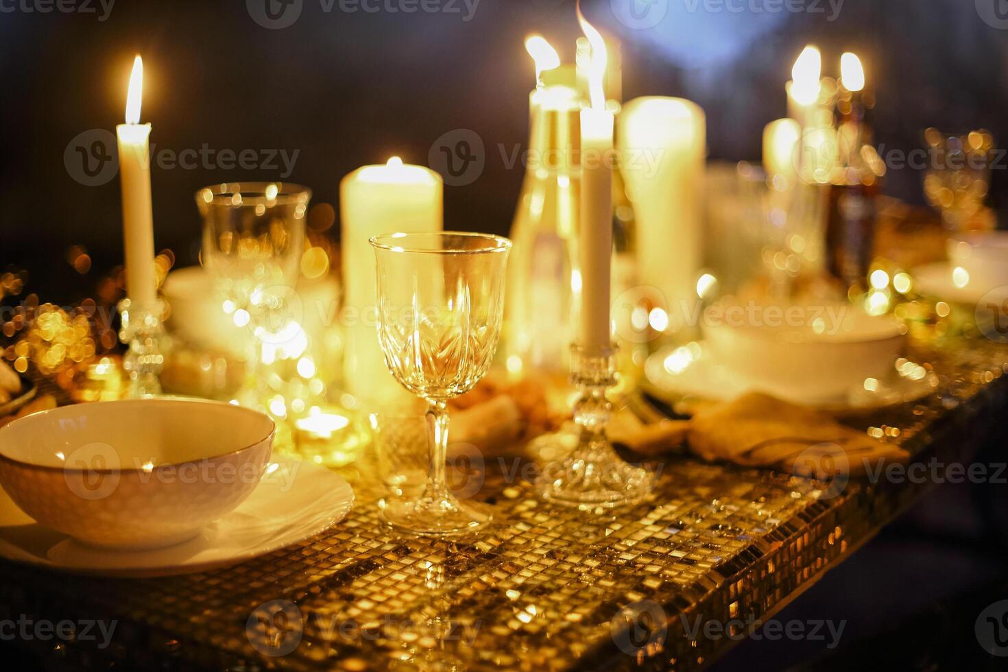 Incredible romantic dinner with cadles in winter cave 14 february. Baikal lake, winter time photo