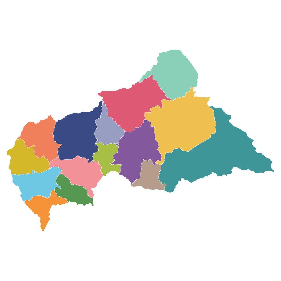 Central African Republic map. Map of Central African Republic in administrative provinces in multicolor vector