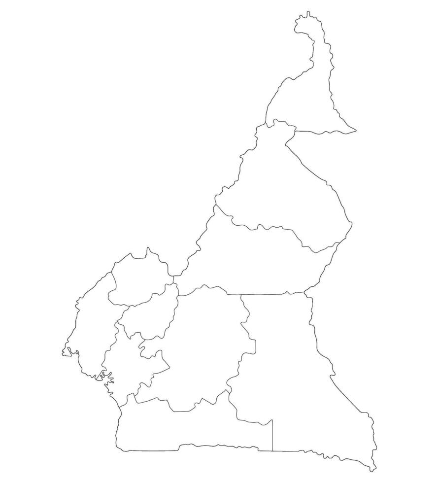 Cameroon map. Map of Cameroon in administrative provinces in white color vector