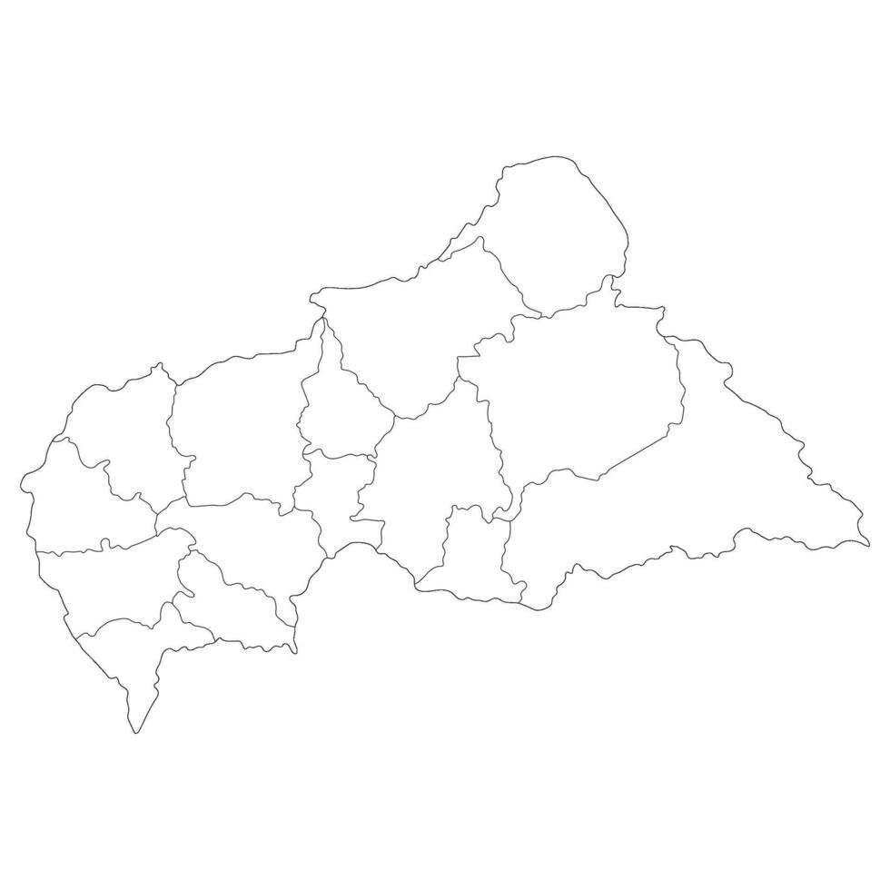Central African Republic map. Map of Central African Republic in administrative provinces in white color vector