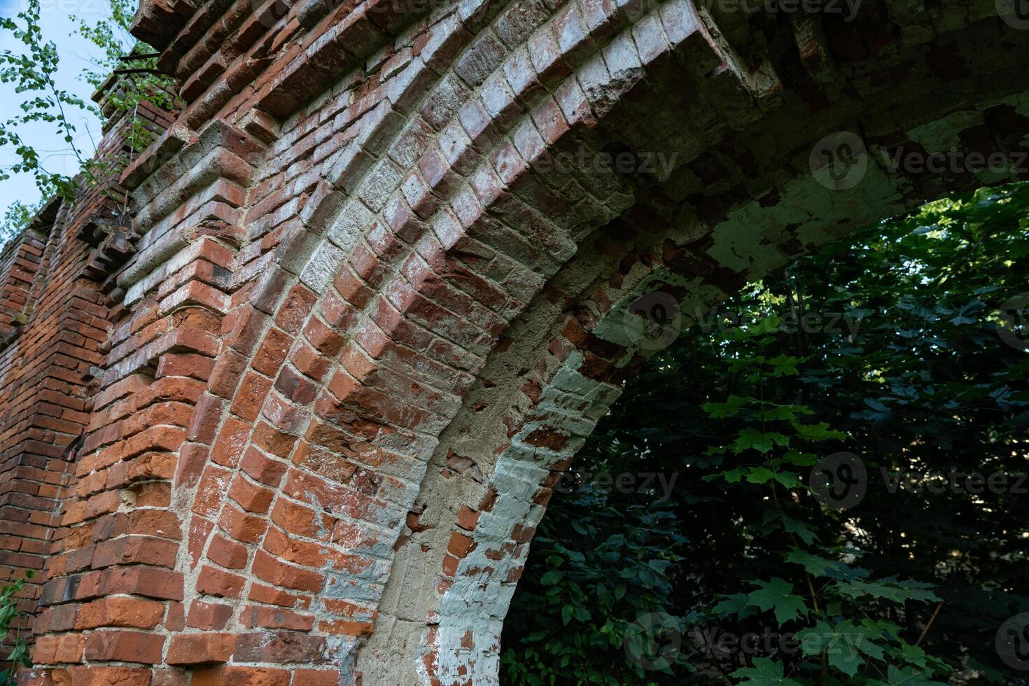 Brick arch to the stable. The gate to the stable. 19th century buildings photo