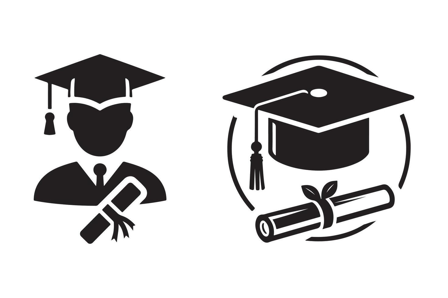 Graduate Silhouette Art Iconic Graduation Illustration vector
