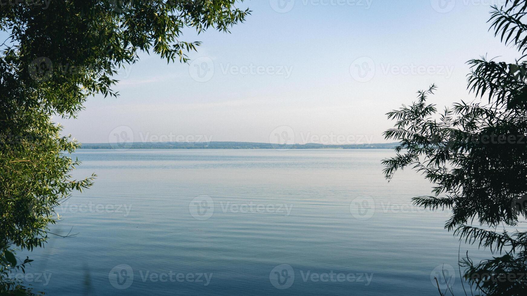 Dawn on the lake. Framing. Trees. Horizon photo
