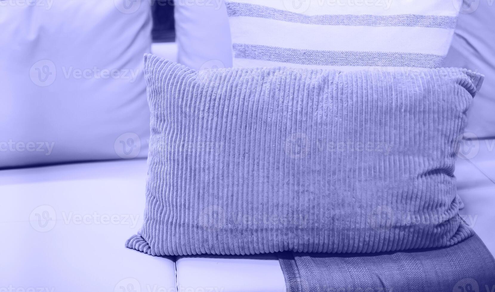 Cozy colorful pillows on couch photo