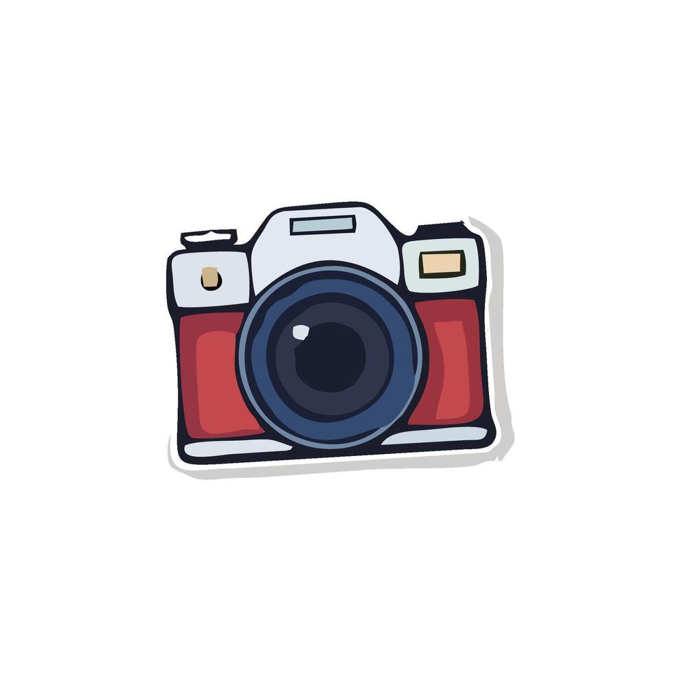 a sticker of a camera on a white background vector