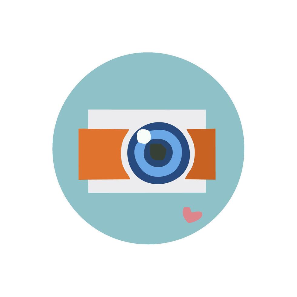a camera icon with a heart on it vector