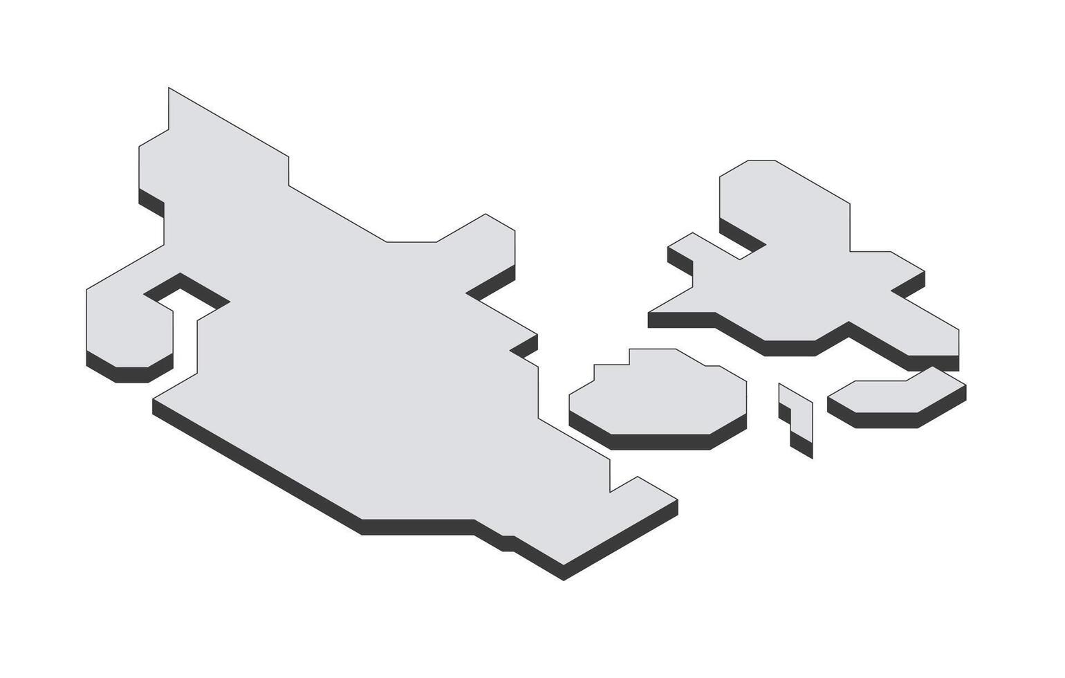 Map of the Denmark in simple isometric form. Illustration of isometric map of the country. vector