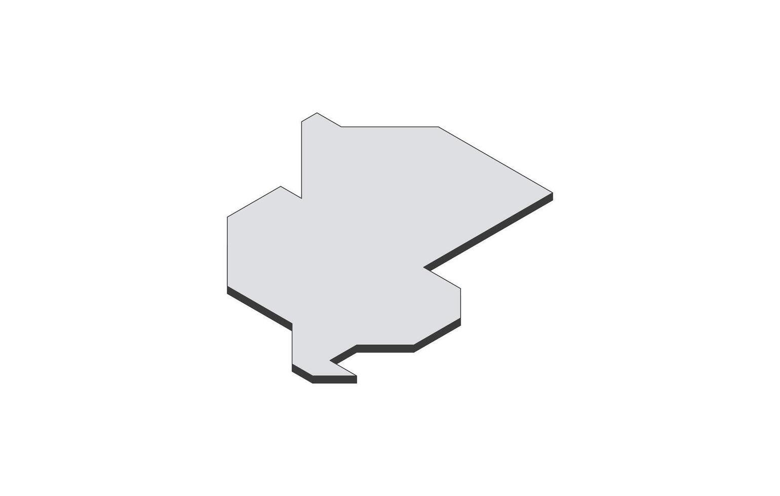 Map of the Rwanda in simple isometric form. Illustration of isometric map of the country. vector