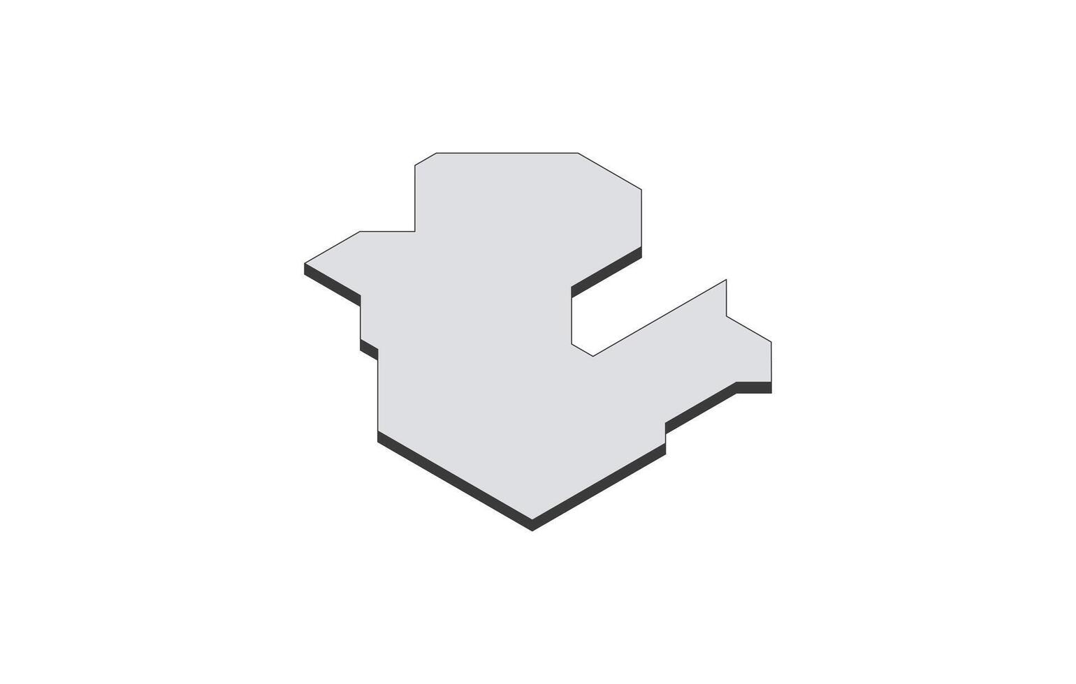 Map of the Djibouti in simple isometric form. Illustration of isometric map of the country. vector