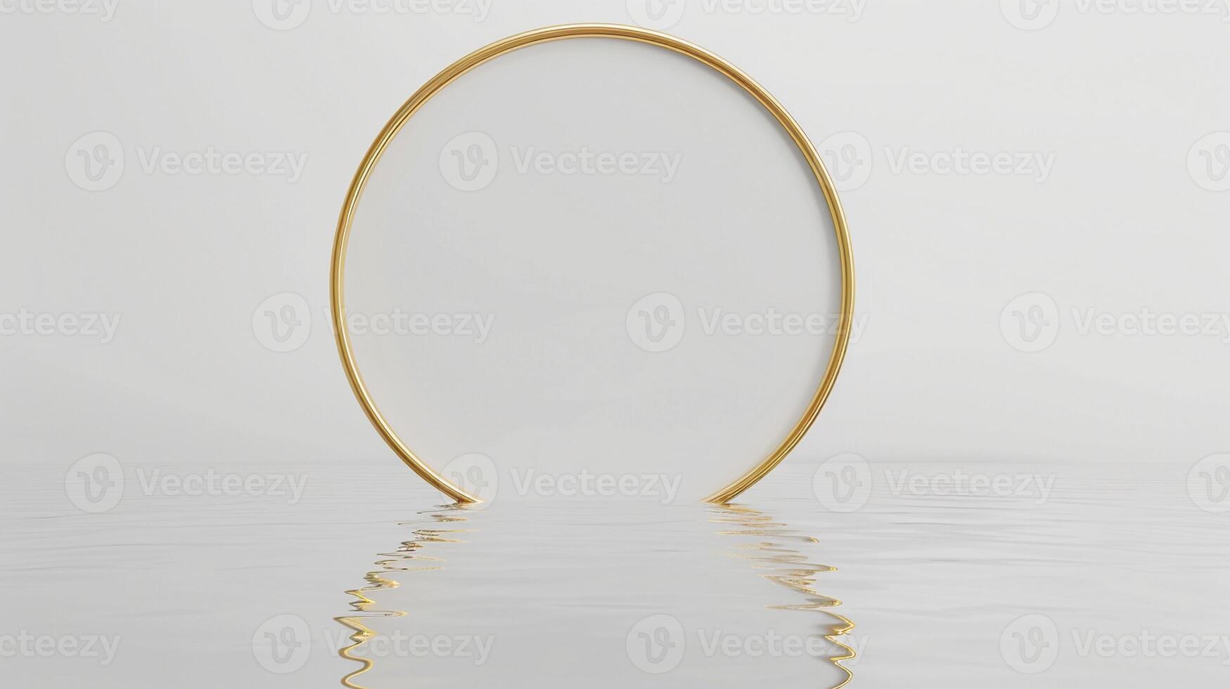 gold frame on the water with reflection photo