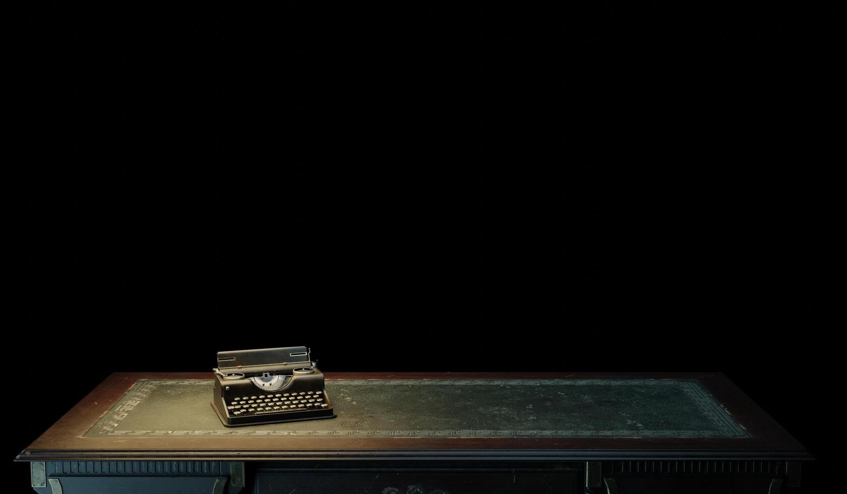 Typewriter, Typewriter Desk, Old Desk, 3D Illustration photo