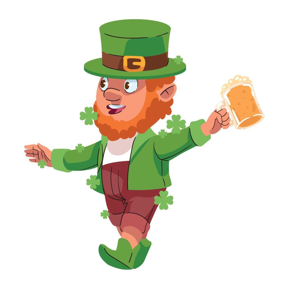 Leprechaun with beer vector