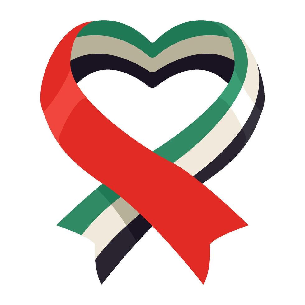 Heart with uae flag ribbon vector
