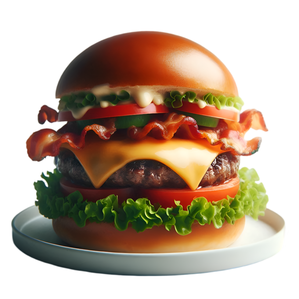 hamburguesa con tocino, lechuga y queso aislado desde antecedentes en eso png