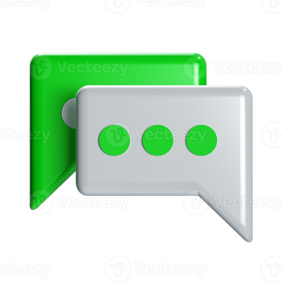 a 3d bubble chat texting in green and white conversation icon png