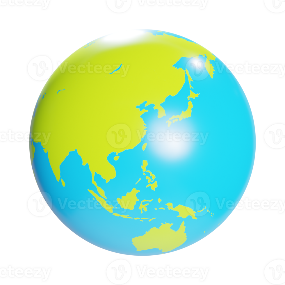 a 3d globe asia toy icon png