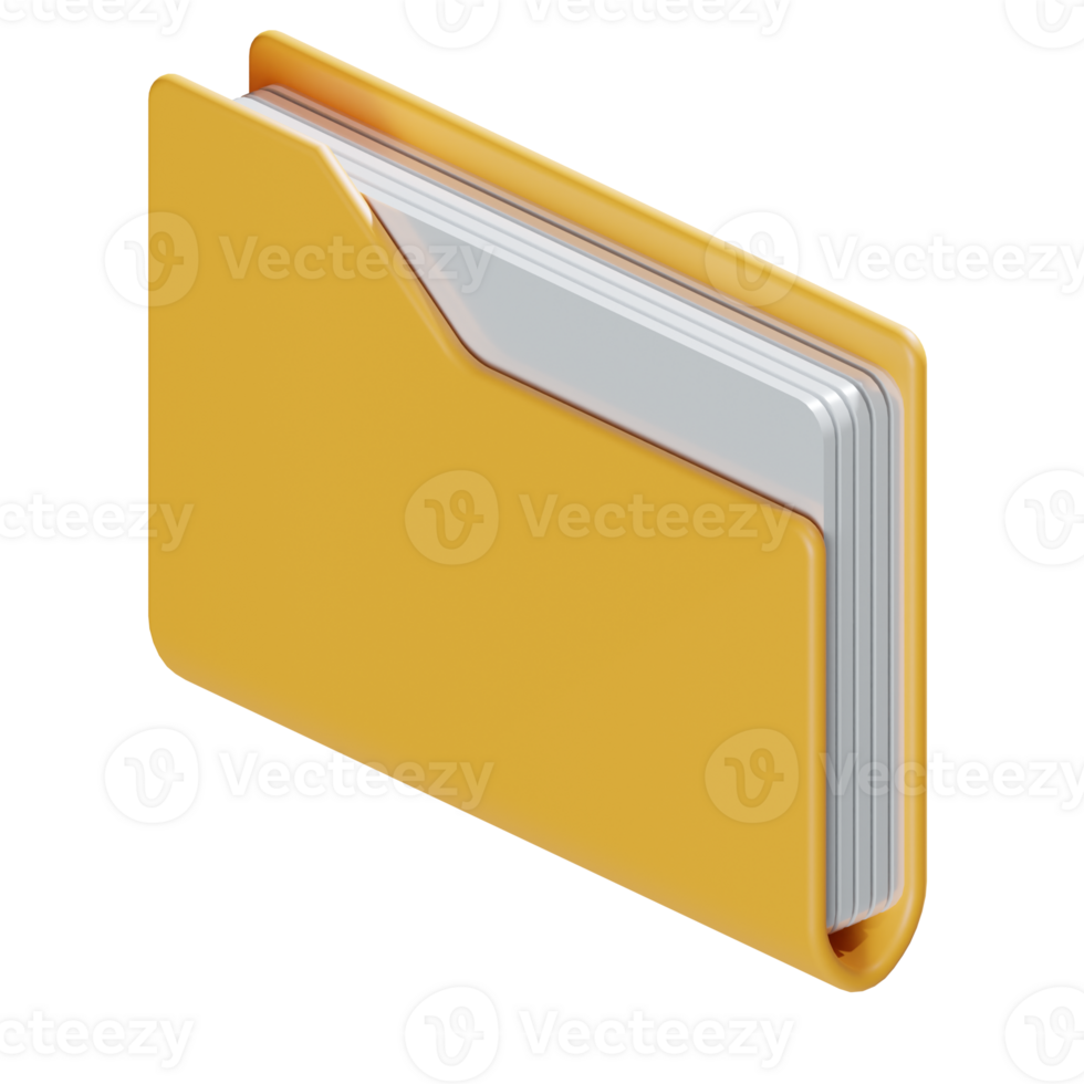 a 3d isometric orange folder document with bunch of white files in it icon png