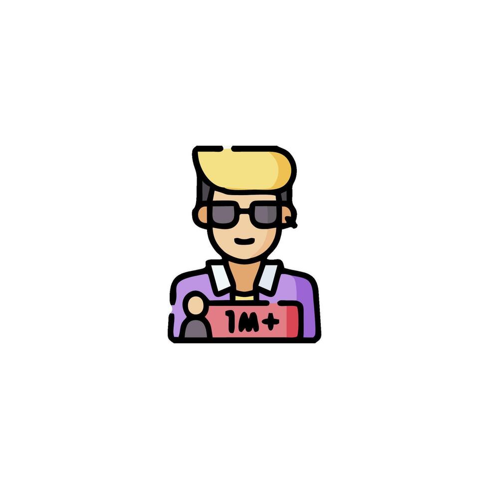a man with sunglasses holding a sign that says 1M vector