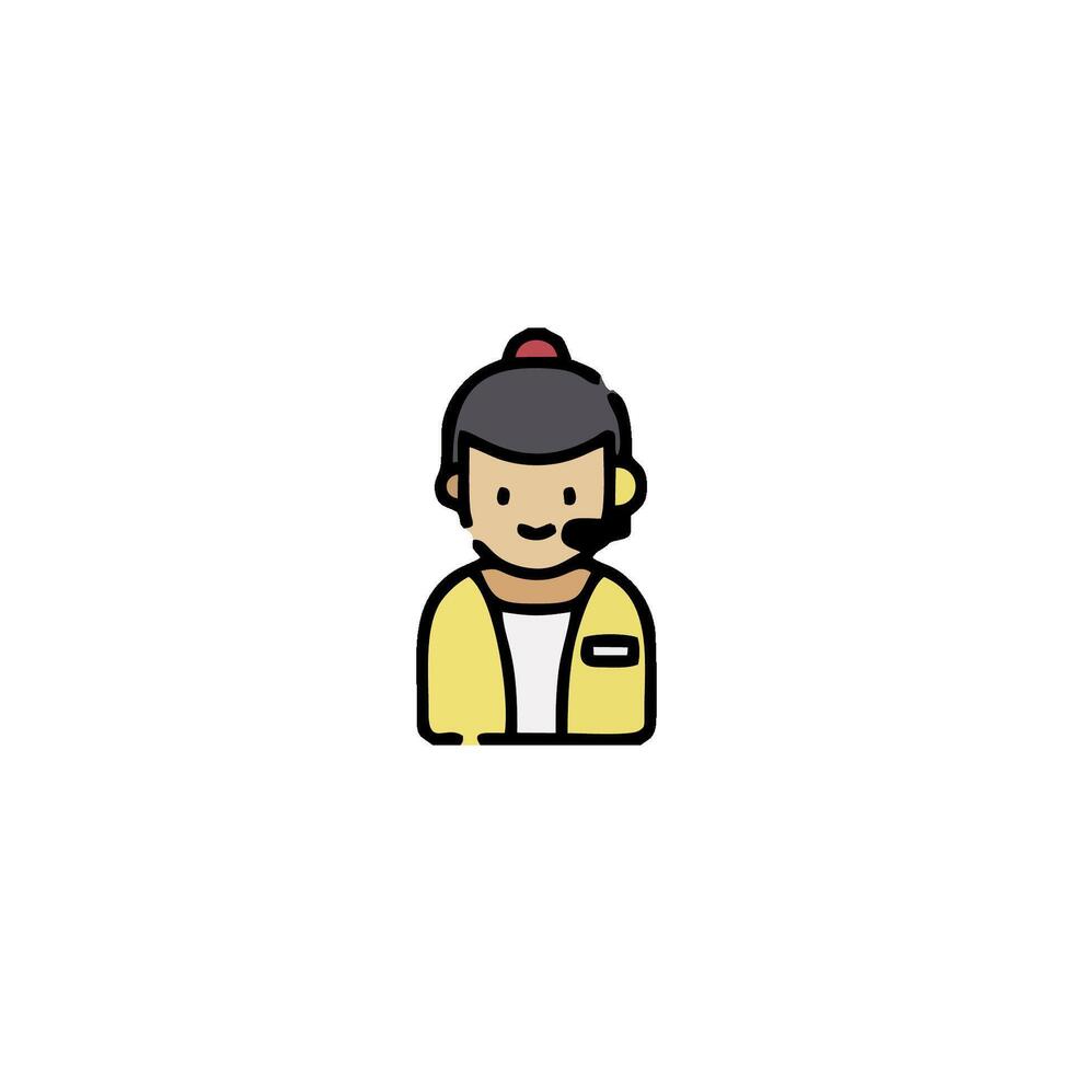 a man wearing a headset and a yellow shirt vector