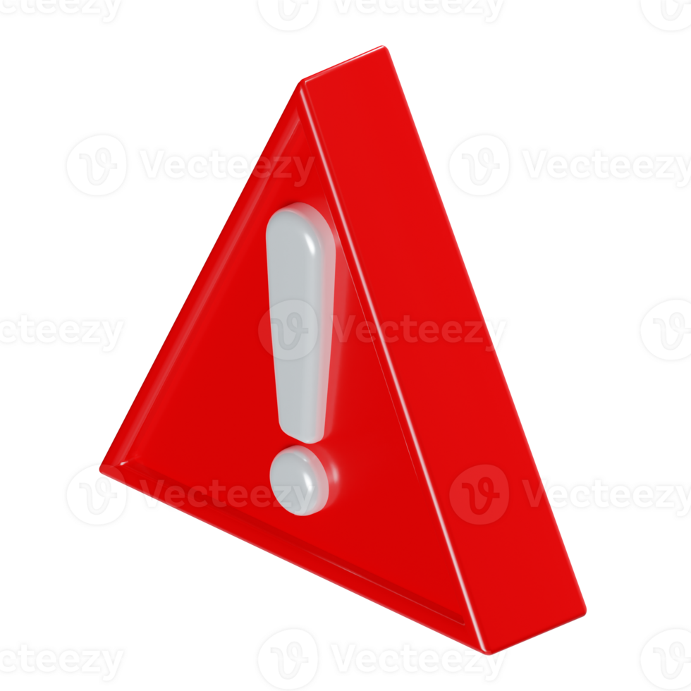 a 3d isometric red warning caution icon png