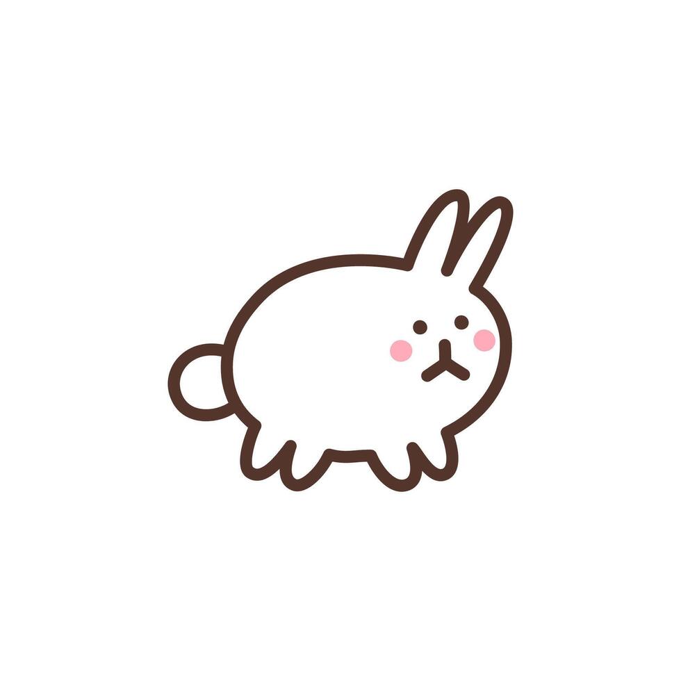 Illustration of hare isolated on white background. Cute minimalistic lucky rabbit. Funny bunny in simple style. Easter holiday symbol. Domestic animal vector