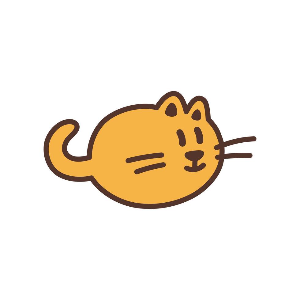 Illustration of red cat isolated on white background. Cute minimalistic kitty. Funny pet animal with smile face. Logo or icon vector