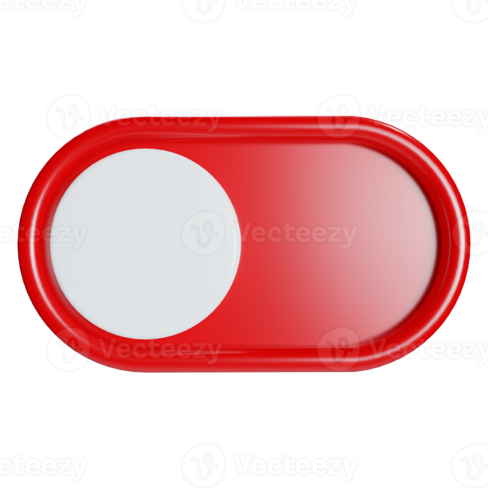 A 3d red toggle switch off user interface button in front view icon png