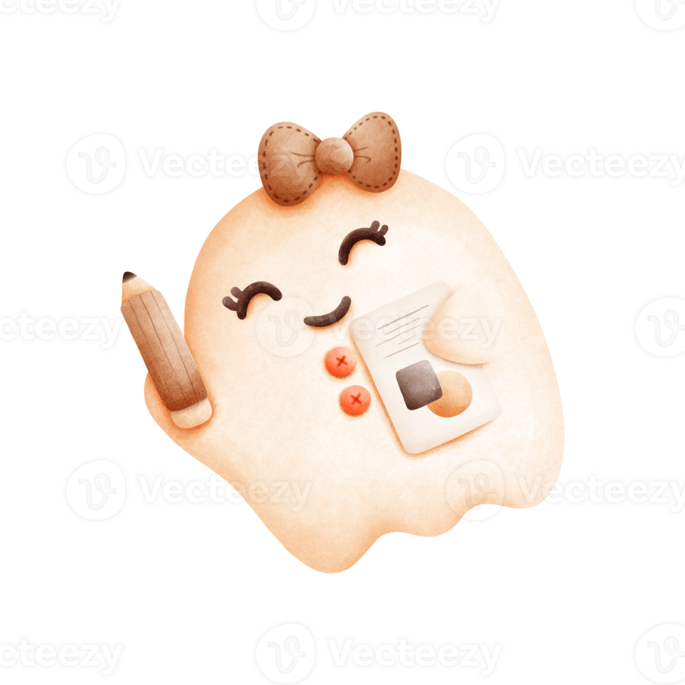 A hand drawn cute ghost cartoon perfect for Halloween-themed graphics. With its friendly smile and playful design, this ghost adds a fun and whimsical touch png