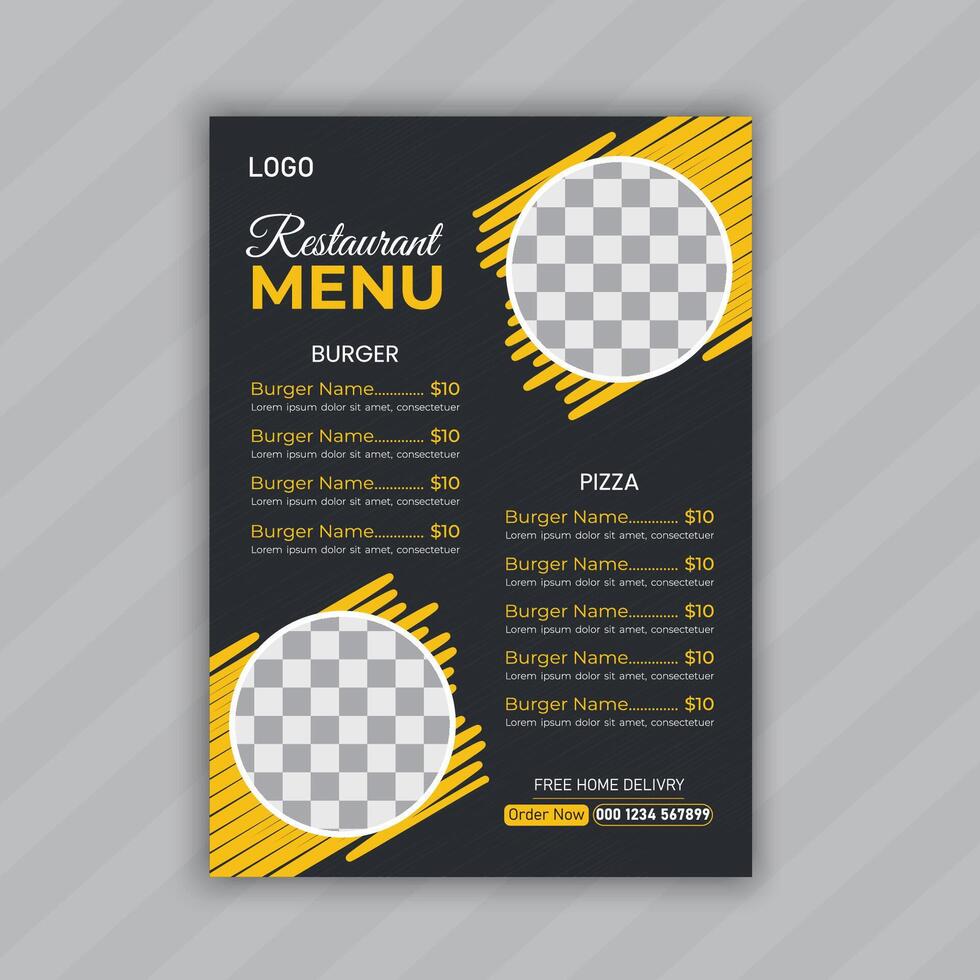 Food Menu Flyer Design Template of print vector