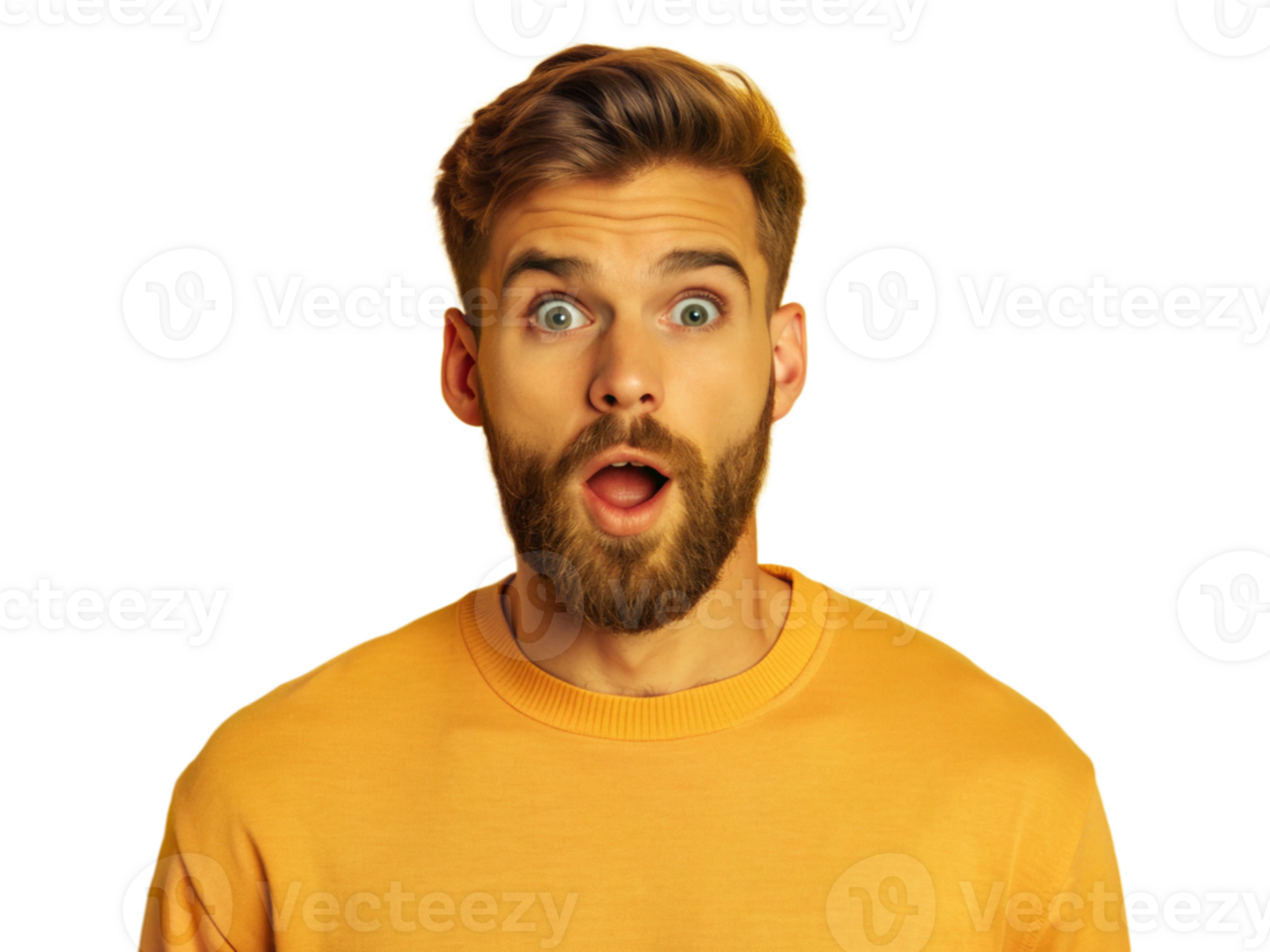 Young man with short beard looking surprised png