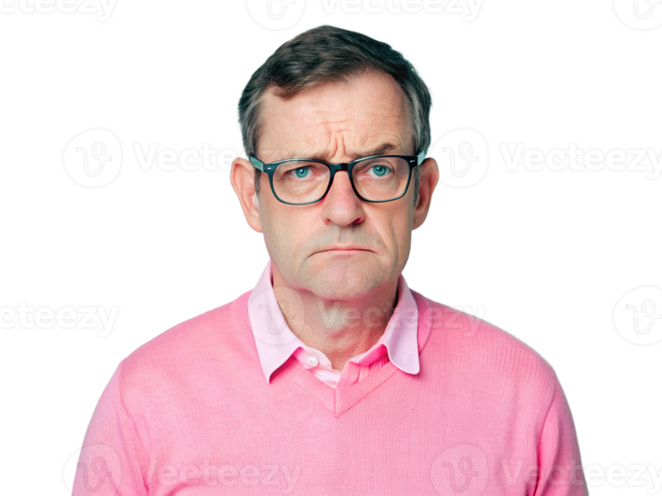 Middle-aged man with glasses frowning slightly png