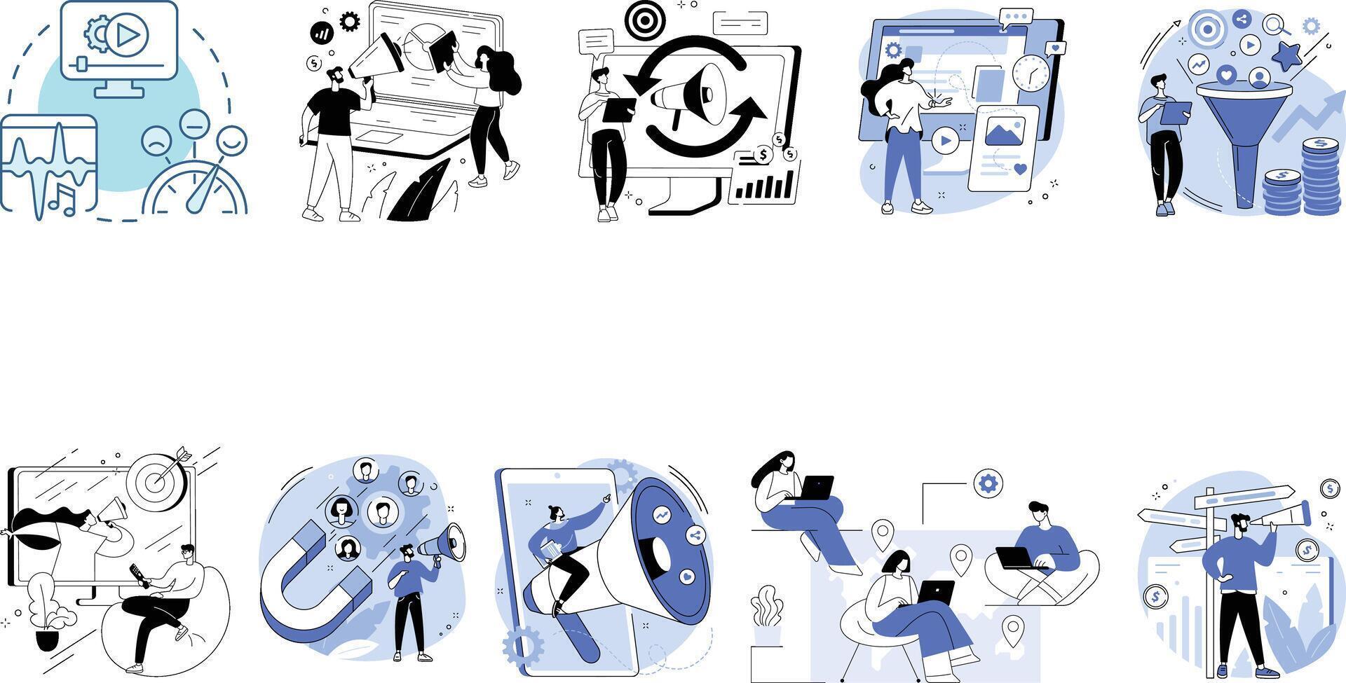 internet marketing and online business flat icons set collection vector