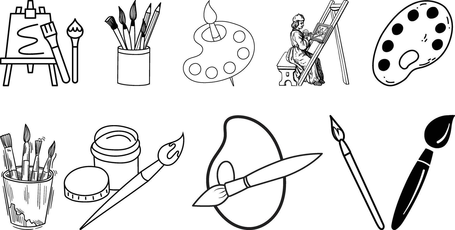 Art and drawing icon set collection vector