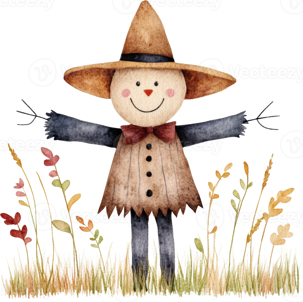 Charming Scarecrow Enjoys a Bright Day in the Meadow png