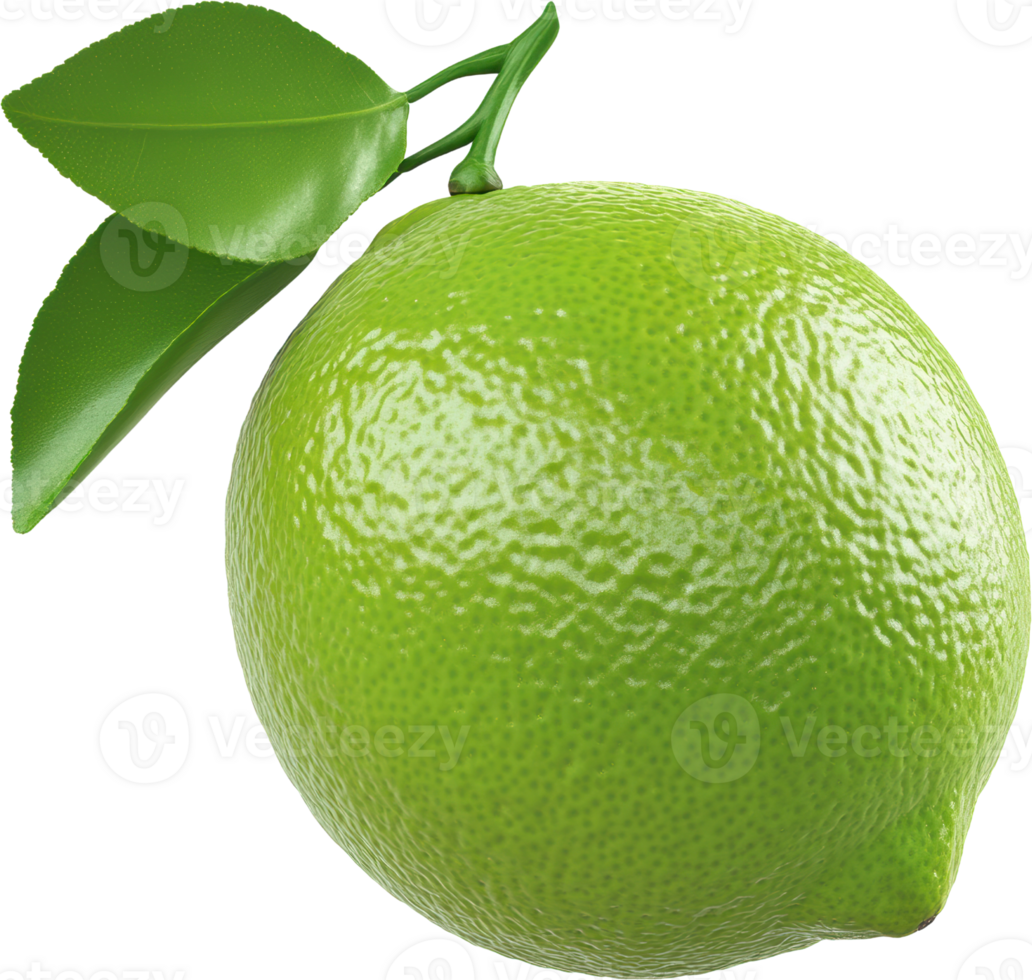Vibrant and Fresh Green Lime with Leaves png