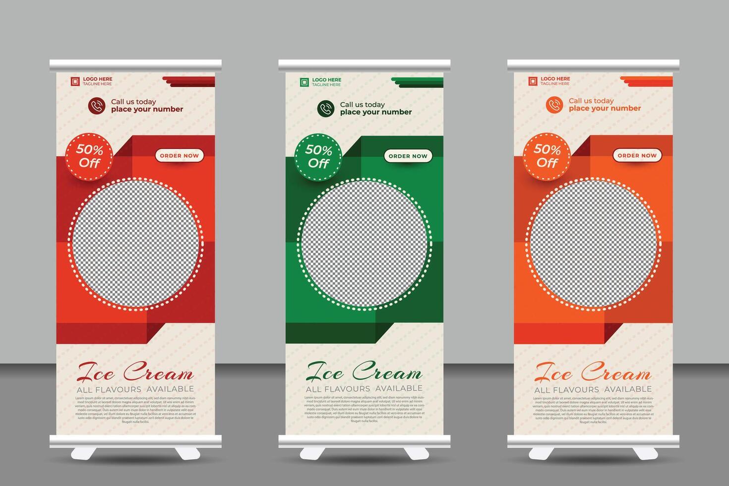 Beautyfull Icecream roll up banner design template creative work vector
