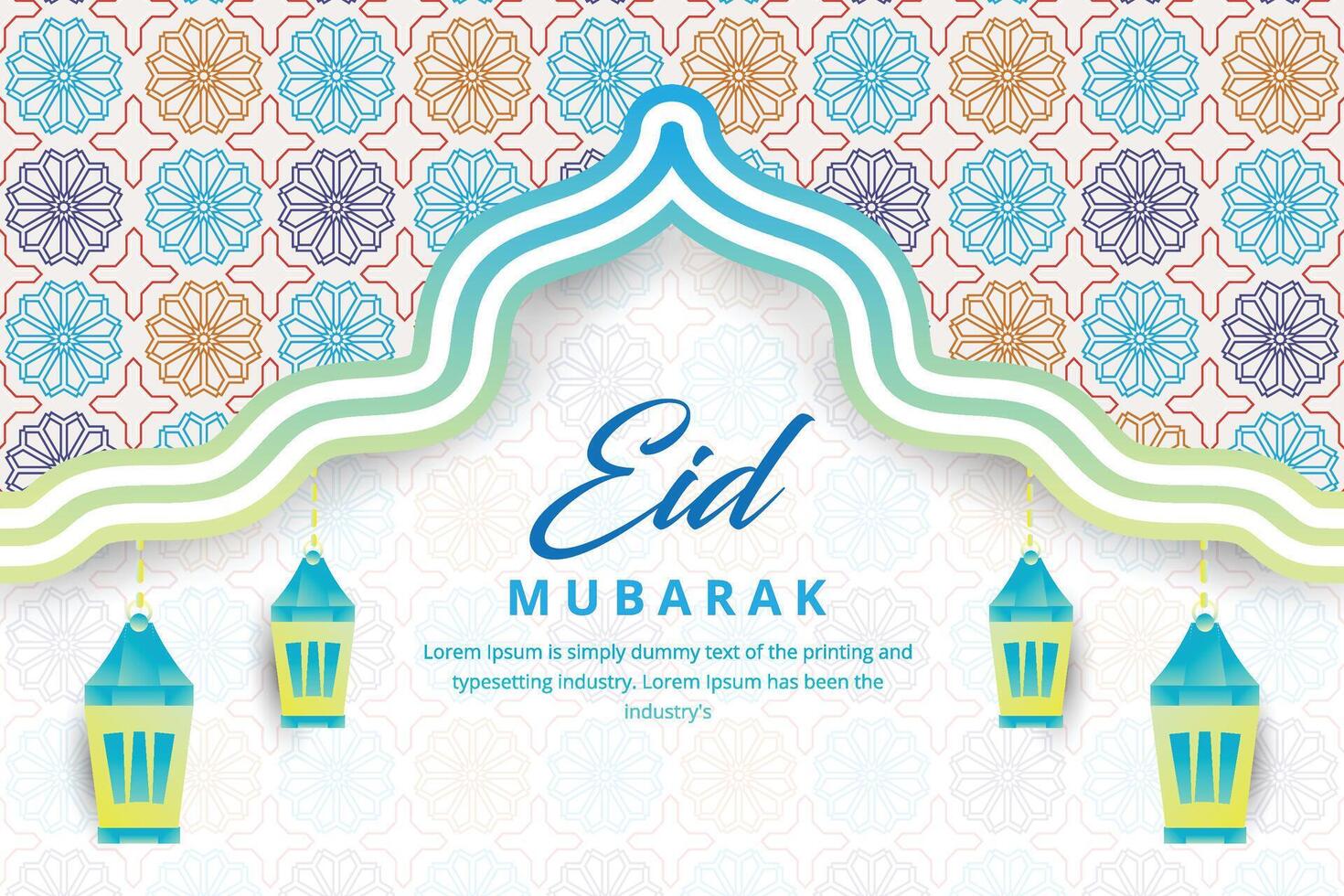 Creative Realistic eid mubarak background with candles and mosque vector
