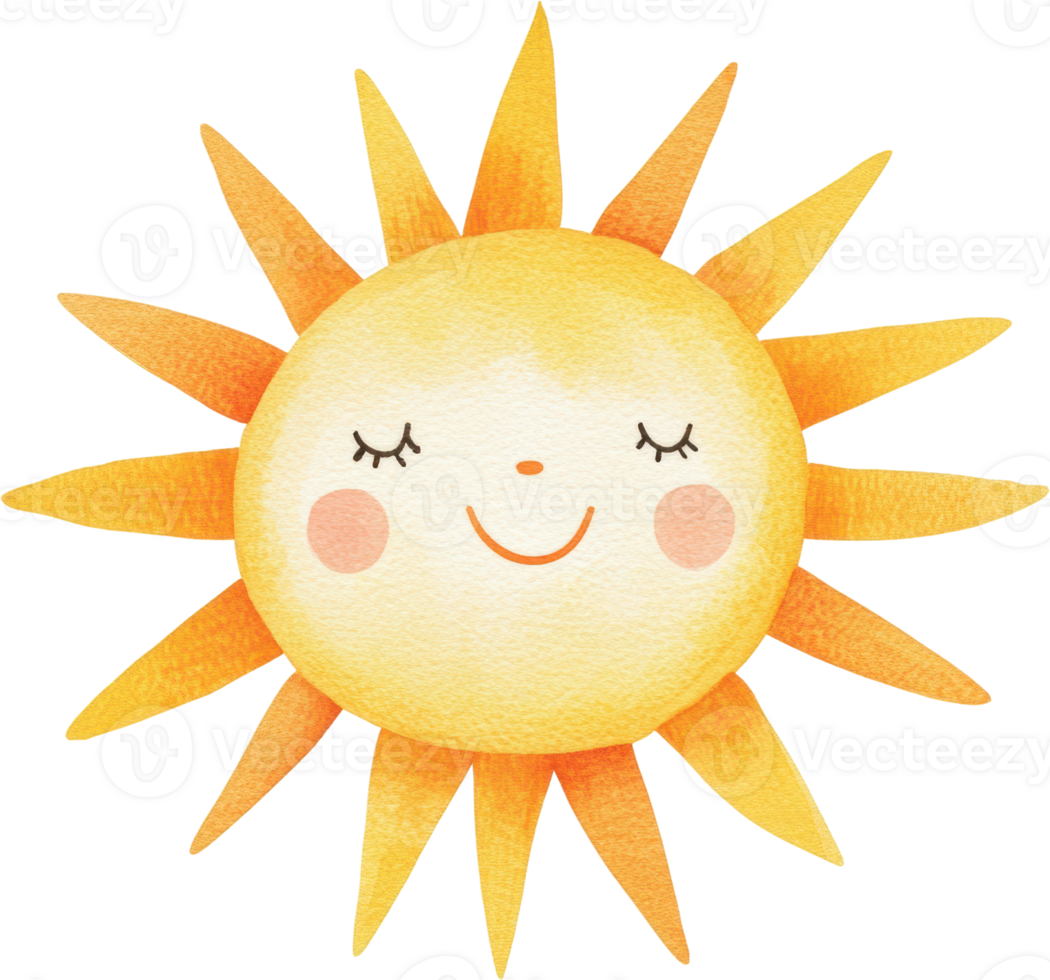 Cheerful Sun with Closed Eyes and Blushing Cheeks png