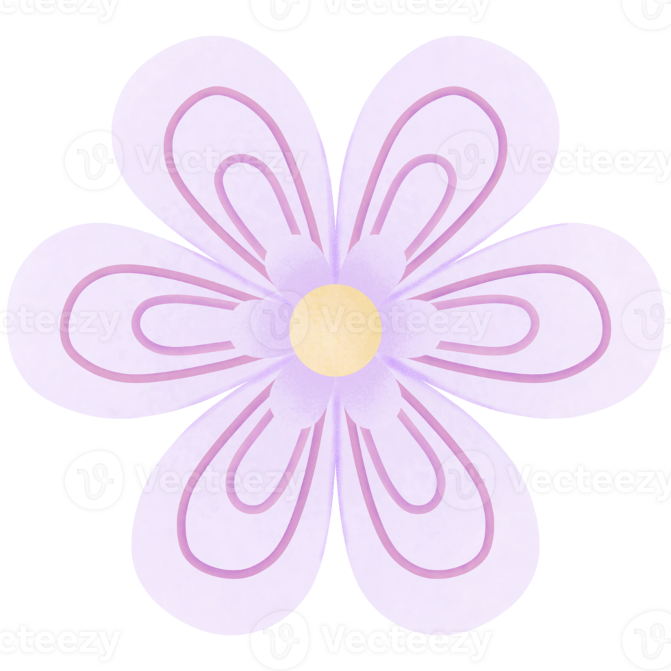 Purple flowers have sloping, negative petals png