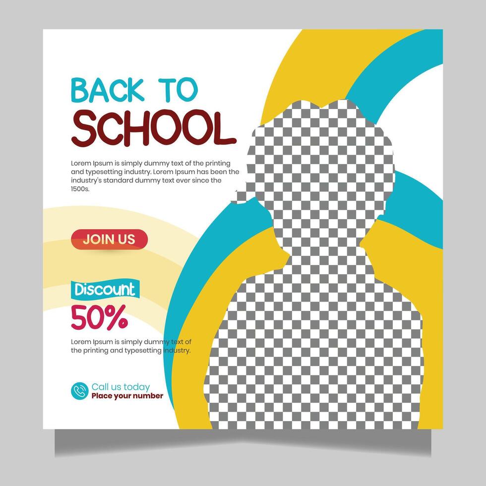 Back to school social media banner design vector
