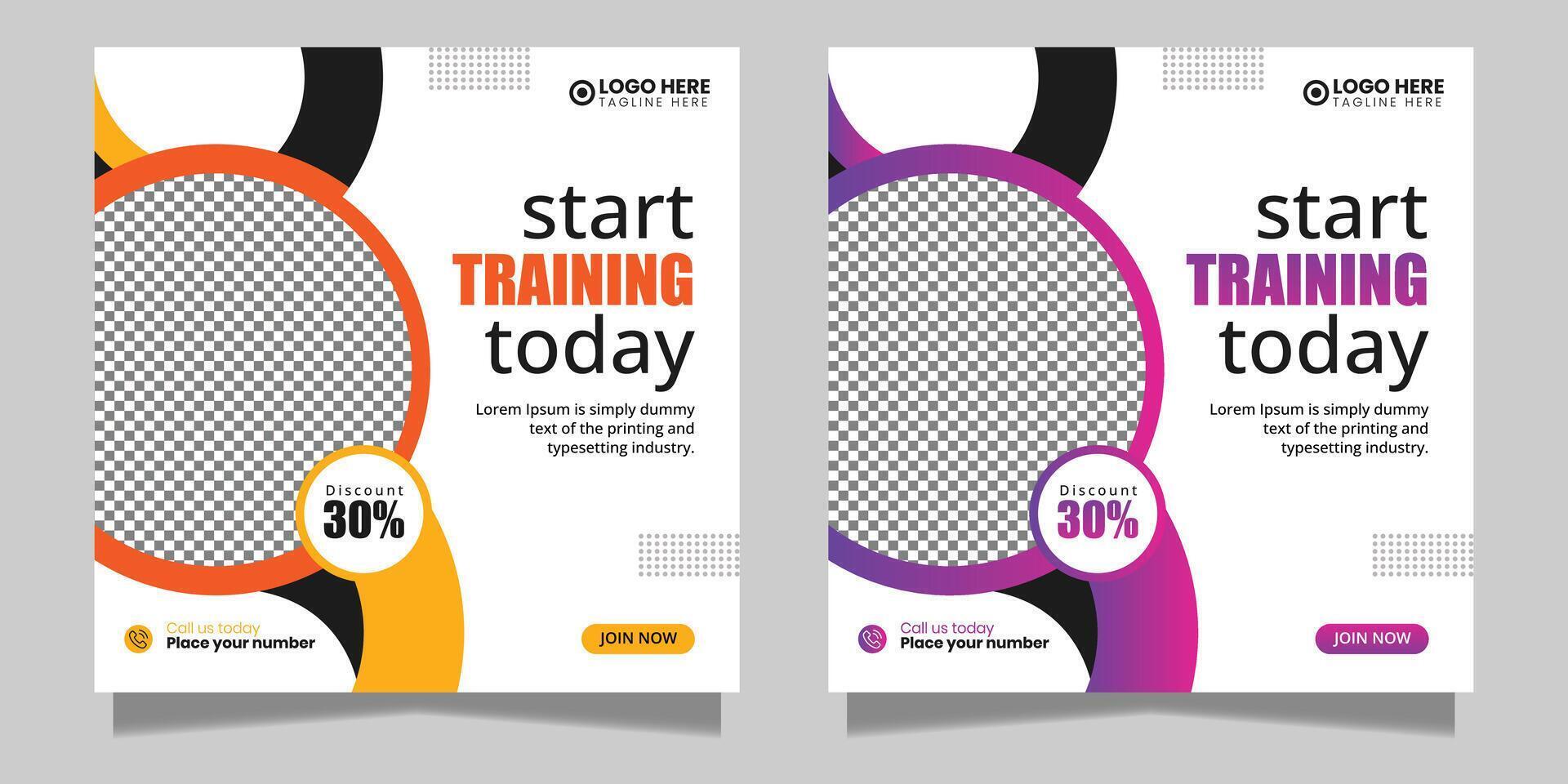 Gym and fitness social media post template vector