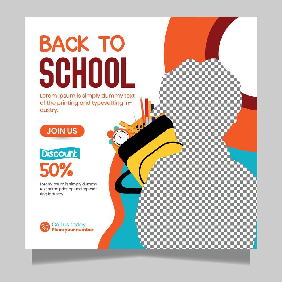 Back to school social media banner Design Creative Work vector
