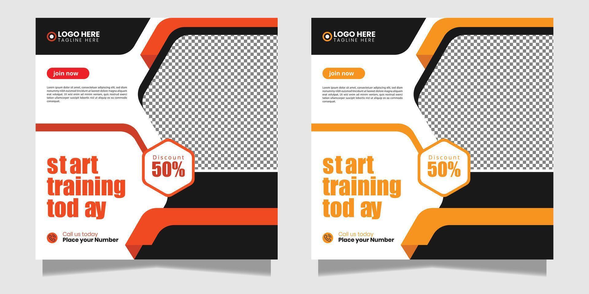 Gym and fitness social media post template post design vector